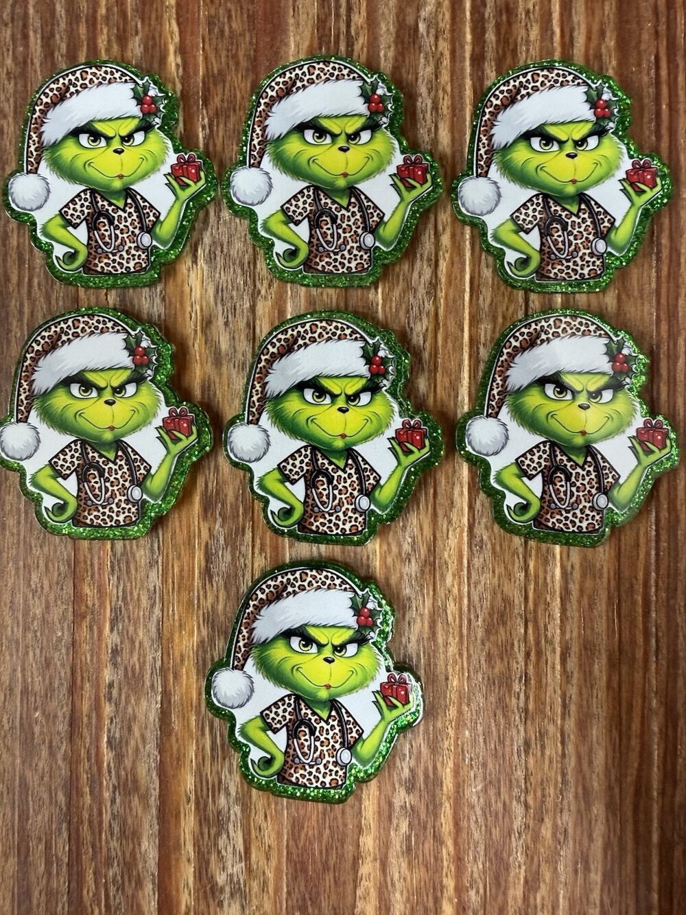 7 Pc Nurse Grinch Acrylic Flatbacks